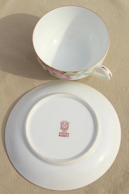 photo of Noritake azalea hand painted china tea cups & saucers set of 6, vintage Japan porcelain #7