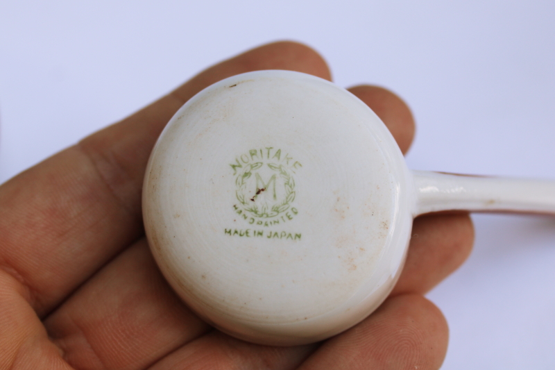 photo of Noritake hand painted china mayo bowl or sauce dish w/ plate & tiny ladle, vintage Japan #8