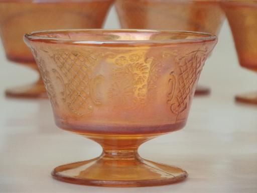 photo of Normandie  pattern sherbet dishes,vintage  marigold iridescent carnival glass #3