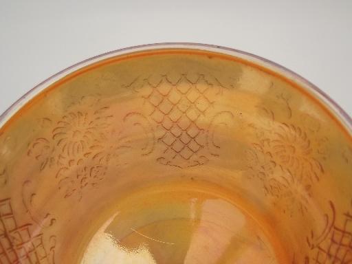 photo of Normandie  pattern sherbet dishes,vintage  marigold iridescent carnival glass #6