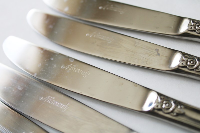 photo of Normandy ornate floral stainless flatware vintage Japan, 21 pieces forks, spoons, knives  #2