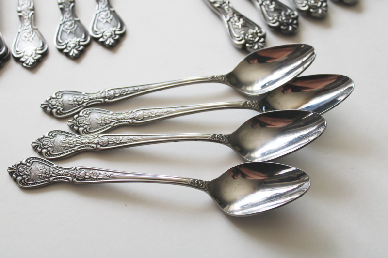 photo of Normandy ornate floral stainless flatware vintage Japan, 21 pieces forks, spoons, knives  #5