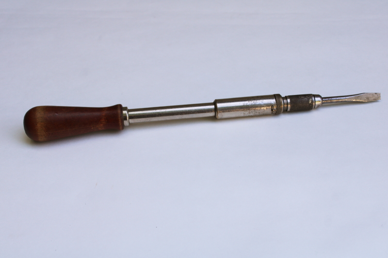 photo of North Bros Yankee screwdriver Number 130A , 1920s vintage hand tool w/ nice old engraved name, patents  #1
