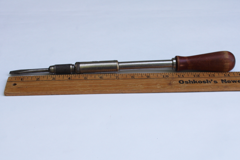 photo of North Bros Yankee screwdriver Number 130A , 1920s vintage hand tool w/ nice old engraved name, patents  #5