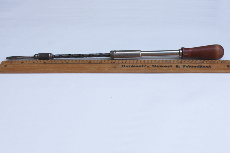 photo of North Bros Yankee screwdriver Number 130A , 1920s vintage hand tool w/ nice old engraved name, patents  #7