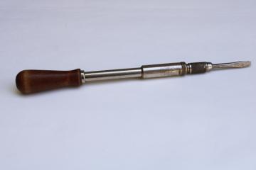 catalog photo of North Bros Yankee screwdriver Number 130A , 1920s vintage hand tool w/ nice old engraved name, patents 
