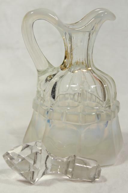 photo of Northwood Regal opalescent glass cruet bottle, antique vintage EAPG #4