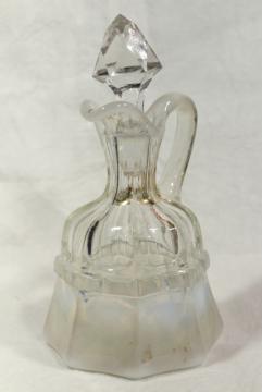 Northwood Regal opalescent glass cruet bottle, antique vintage EAPG