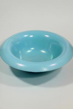 catalog photo of Northwood blue jade opaque stretch glass flower bowl, art deco vintage glassware