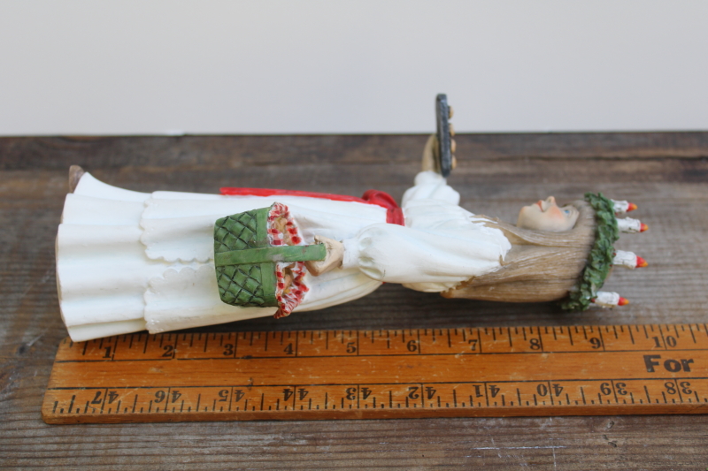 photo of Norway resin figurine, Lucia queen girl w/ candles crown wreath & holiday saffron buns  #4