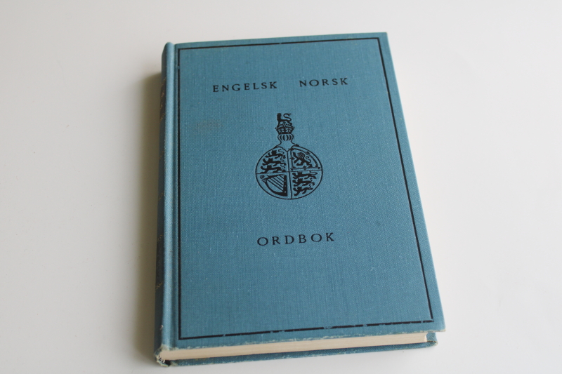 photo of Norwegian to English dictionary, vintage book w/ blue cloth cover Scandinavian style  #1