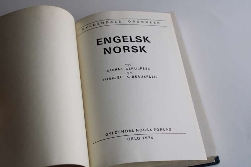 photo of Norwegian to English dictionary, vintage book w/ blue cloth cover Scandinavian style  #3