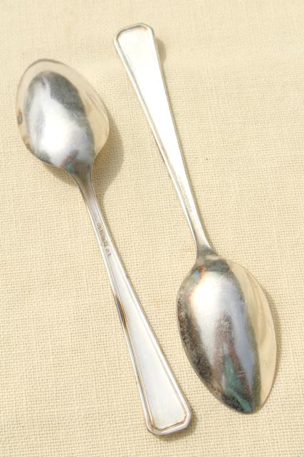 photo of Nuart art deco 1930s vintage silver plate flatware, Wm A Rogers teaspoons #7