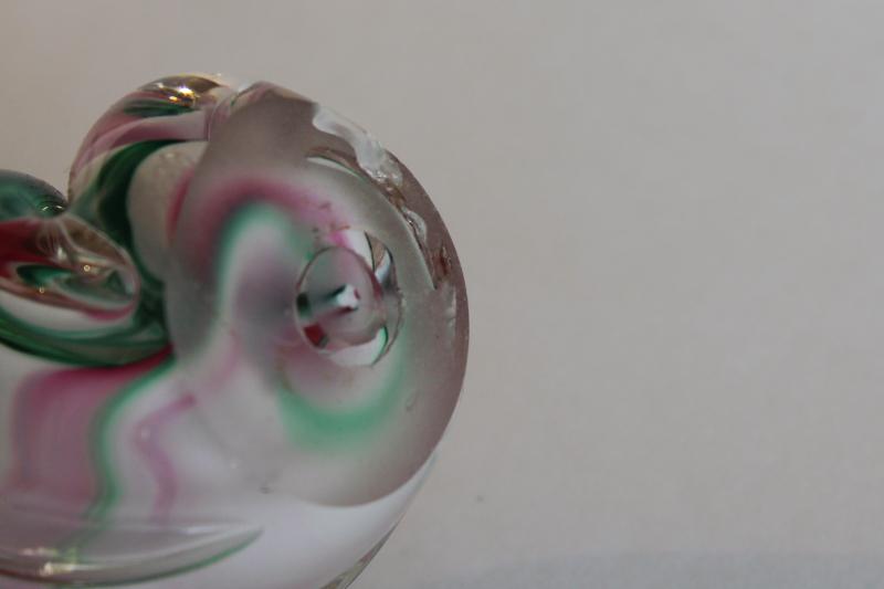 photo of OBG? vintage paperweight, pink green clear glass swirl like a unicorn horn #4