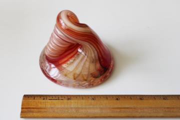 catalog photo of ORANGE swirl art glass paperweight pen holder, Hills Creek Tennessee hand blown glass