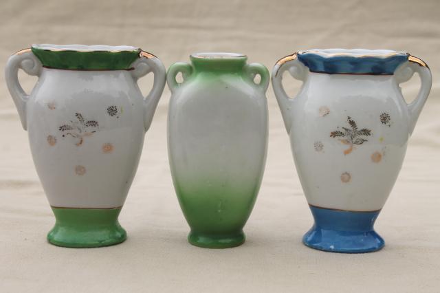 photo of Occupied Japan collection miniature china vases, vintage hand painted porcelain #6