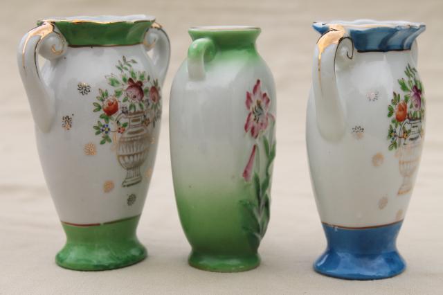 photo of Occupied Japan collection miniature china vases, vintage hand painted porcelain #7