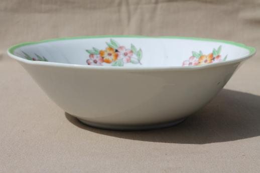 photo of Occupied Japan hand painted china serving dish, large round porcelain bowl w/ flowers #2