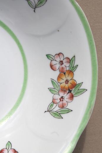 photo of Occupied Japan hand painted china serving dish, large round porcelain bowl w/ flowers #5