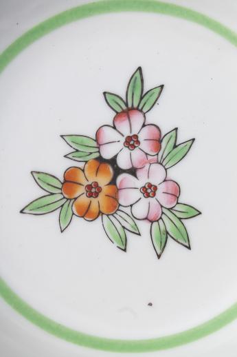 photo of Occupied Japan hand painted china serving dish, large round porcelain bowl w/ flowers #6