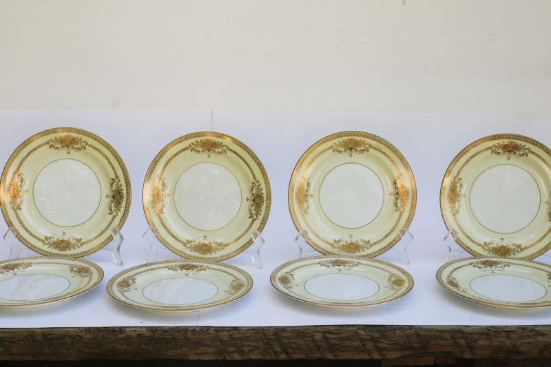 photo of Occupied Japan vintage Noritake china Goldana pattern hand painted gold salad or dessert plates set of 8  #1