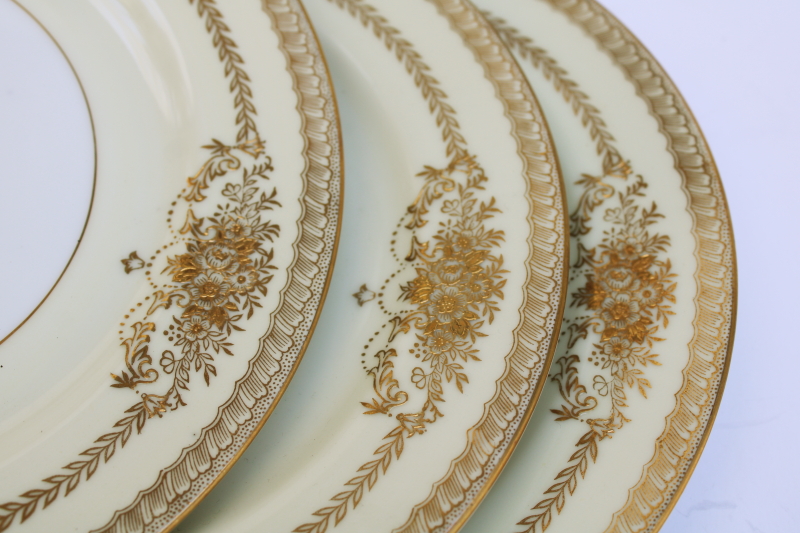 photo of Occupied Japan vintage Noritake china Goldana pattern hand painted gold salad or dessert plates set of 8 #3