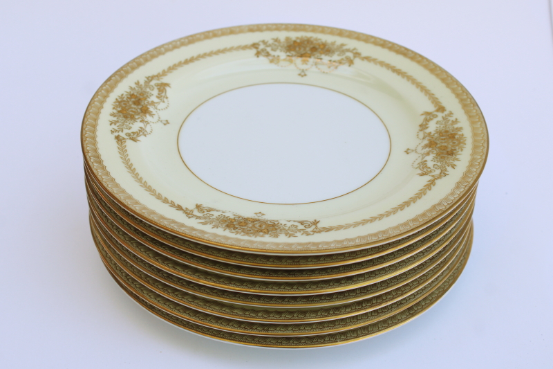 photo of Occupied Japan vintage Noritake china Goldana pattern hand painted gold salad or dessert plates set of 8 #7