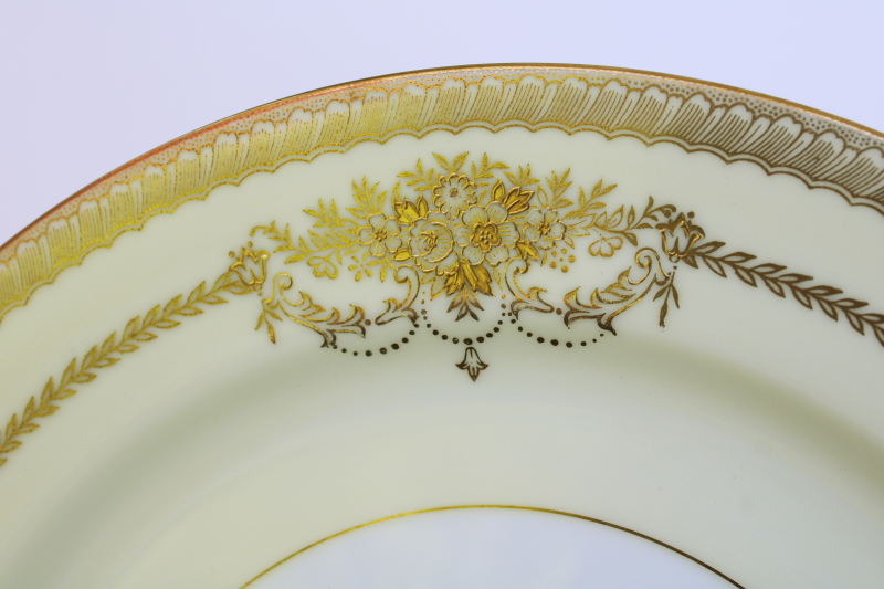 photo of Occupied Japan vintage Noritake china dinner plates set of 8, Goldana pattern hand painted gold  #2
