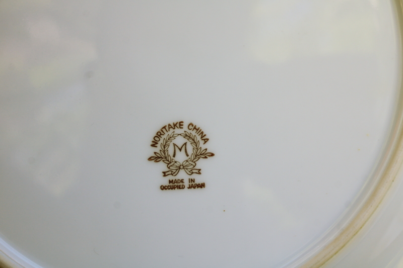 photo of Occupied Japan vintage Noritake china dinner plates set of 8, Goldana pattern hand painted gold  #3