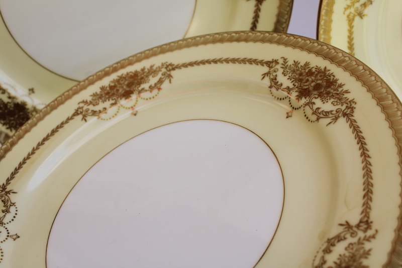photo of Occupied Japan vintage Noritake china dinner plates set of 8, Goldana pattern hand painted gold  #5