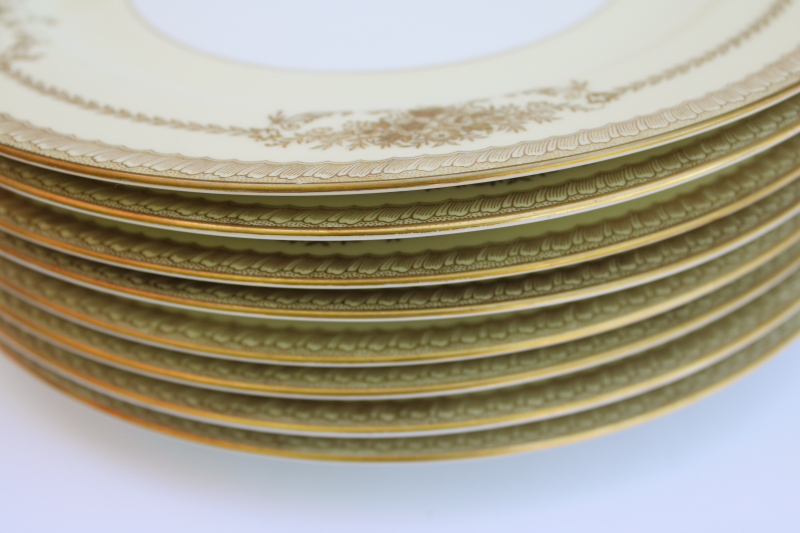 photo of Occupied Japan vintage Noritake china dinner plates set of 8, Goldana pattern hand painted gold  #9