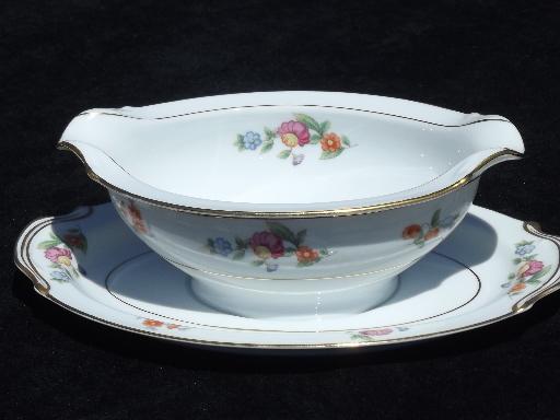 photo of Occupied Japan vintage Noritake hand-painted china gravy boat w/ plate #1