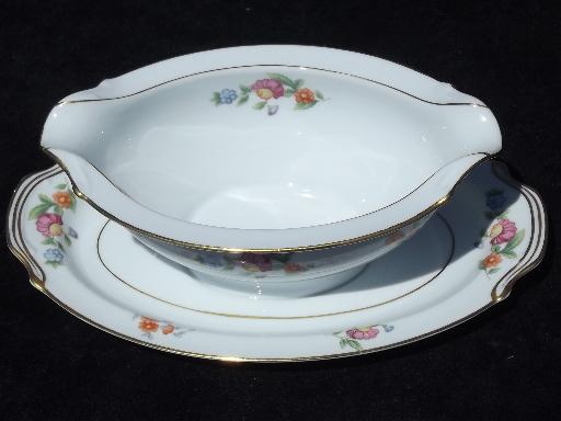 photo of Occupied Japan vintage Noritake hand-painted china gravy boat w/ plate #3