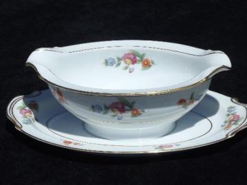 catalog photo of Occupied Japan vintage Noritake hand-painted china gravy boat w/ plate