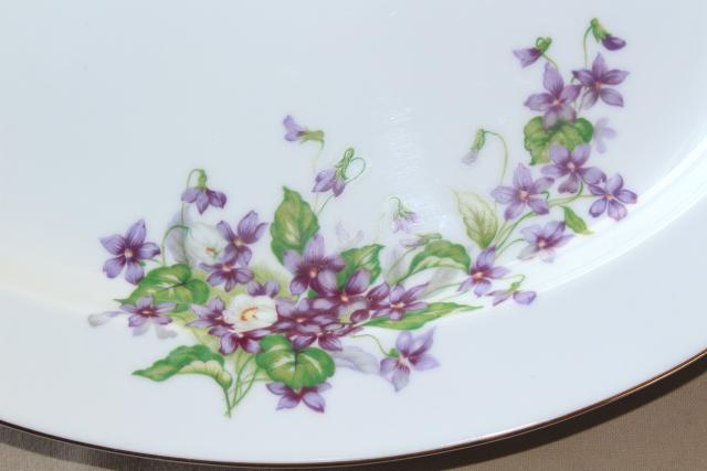 photo of Occupied Japan vintage china w/ violets floral, large serving platter or tray #3