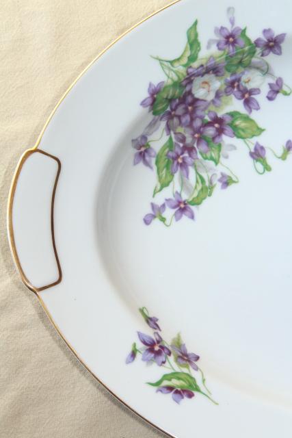 photo of Occupied Japan vintage china w/ violets floral, large serving platter or tray #4