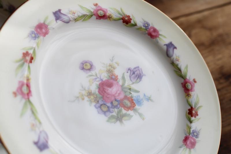 photo of Occupied Japan vintage hand painted china bread or dessert plates, Sango Dresdenia floral #4