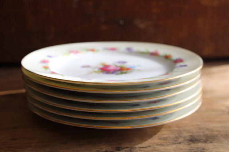 photo of Occupied Japan vintage hand painted china bread or dessert plates, Sango Dresdenia floral #6