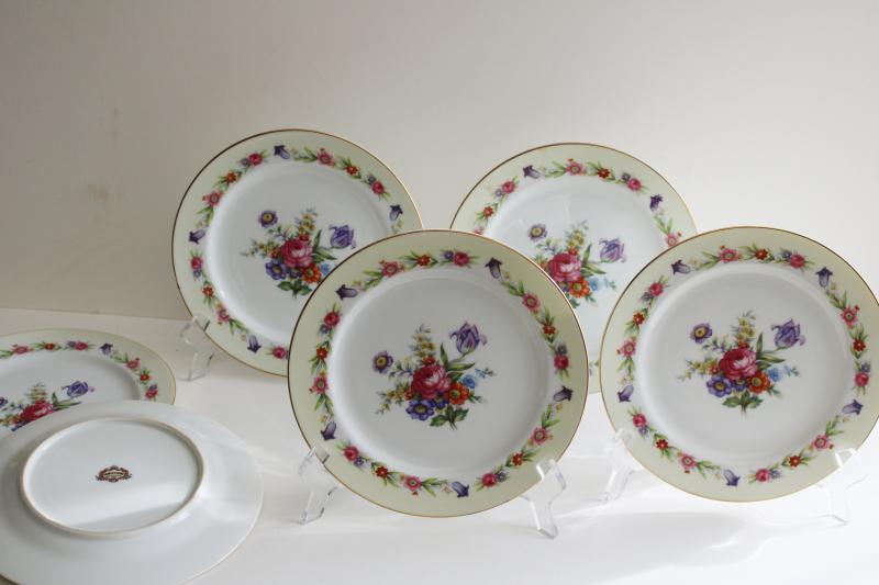 photo of Occupied Japan vintage hand painted china dessert plates, Sango Dresdenia floral  #1