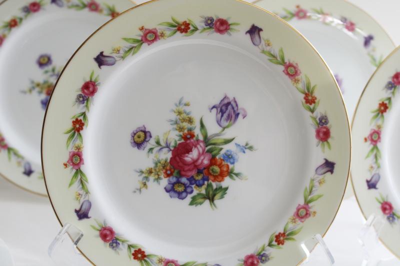 photo of Occupied Japan vintage hand painted china dessert plates, Sango Dresdenia floral  #2