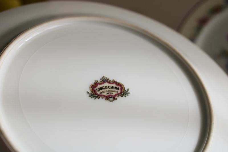 photo of Occupied Japan vintage hand painted china dessert plates, Sango Dresdenia floral  #3
