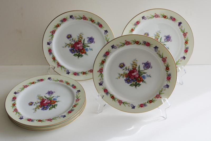 photo of Occupied Japan vintage hand painted china dessert plates, Sango Dresdenia floral  #5