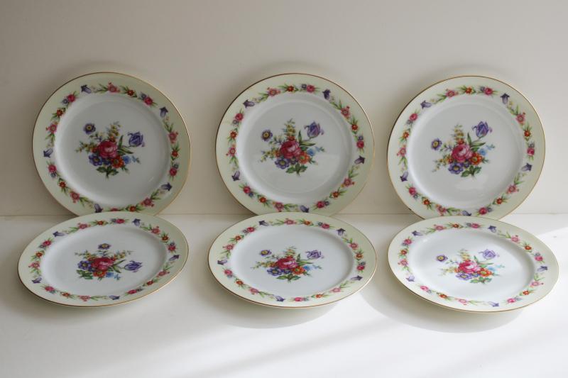 photo of Occupied Japan vintage hand painted china dessert plates, Sango Dresdenia floral  #8
