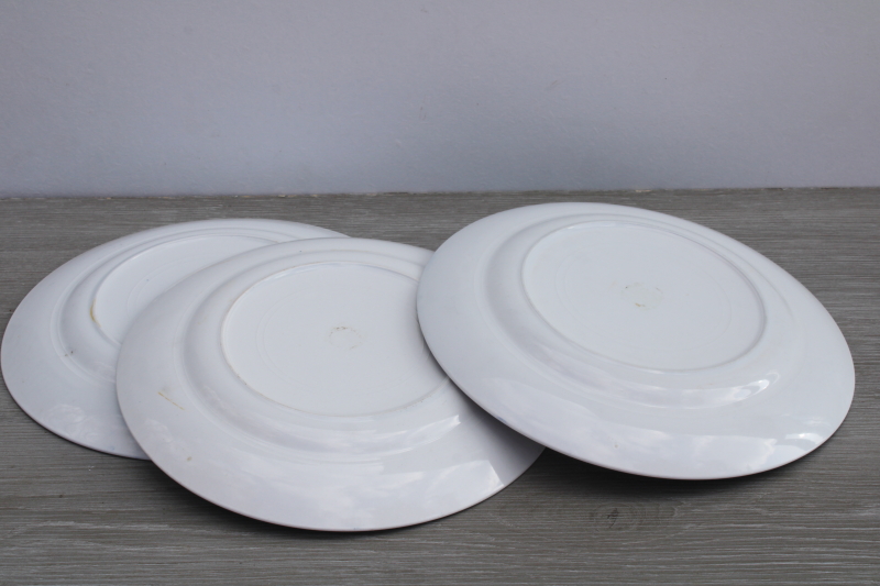 photo of Occupied Japan vintage ironstone dinner plates, Real Old Willow blue & white china Chinese export style #9