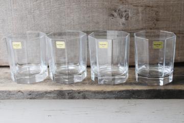 catalog photo of Octime octagonal tumblers, vintage Luminarc glassware, lowball glasses w/ label