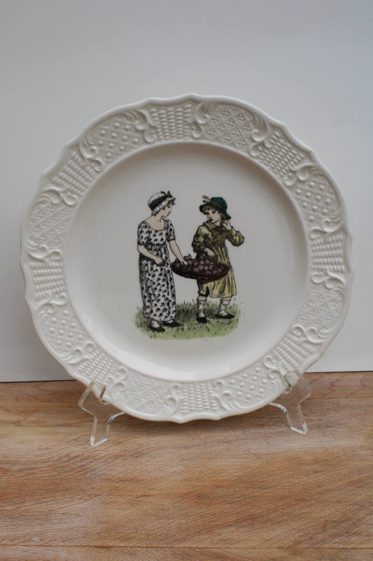 photo of October birthday plate Victorian vintage art Kate Greenaway illustration #3