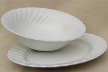 catalog photo of Old Chelsea Franciscan vintage snow white swirl china bowl & platter made in England