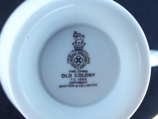 photo of Old Colony vintage Royal Doulton china, 6 footed coffee / tea cups #6