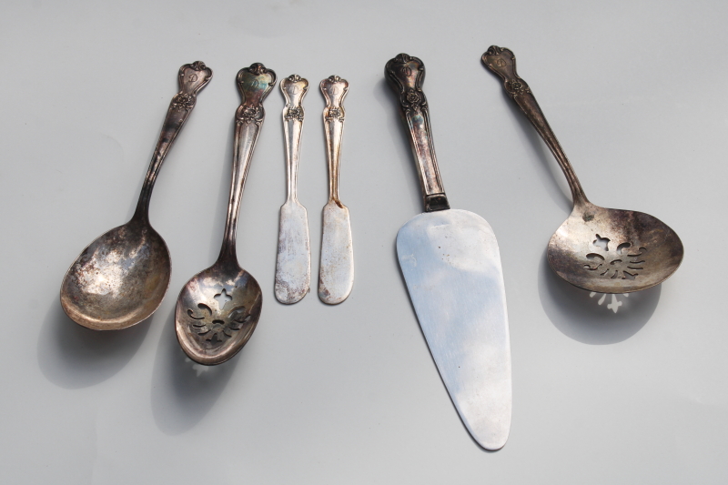 photo of Old Company Plate silver flatware, Signature pattern serving pieces vintage 1950, script monogram D #1