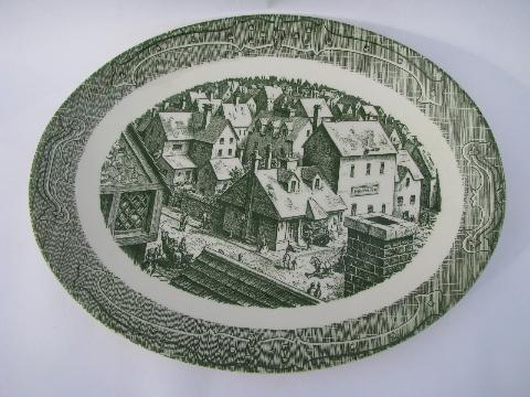 photo of Old Curiosity Shop pattern china, vintage Royal transferware, 13'' oval platter #1